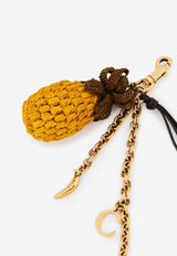 Chloé Pineapple Woven-Raffia Bag Charm Yellow CH25AK144Q02772