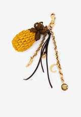 Chloé Pineapple Woven-Raffia Bag Charm Yellow CH25AK144Q02772