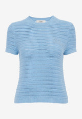 Chloé Crochet Knit Logo Top Light Blue CH25AMP0155540T