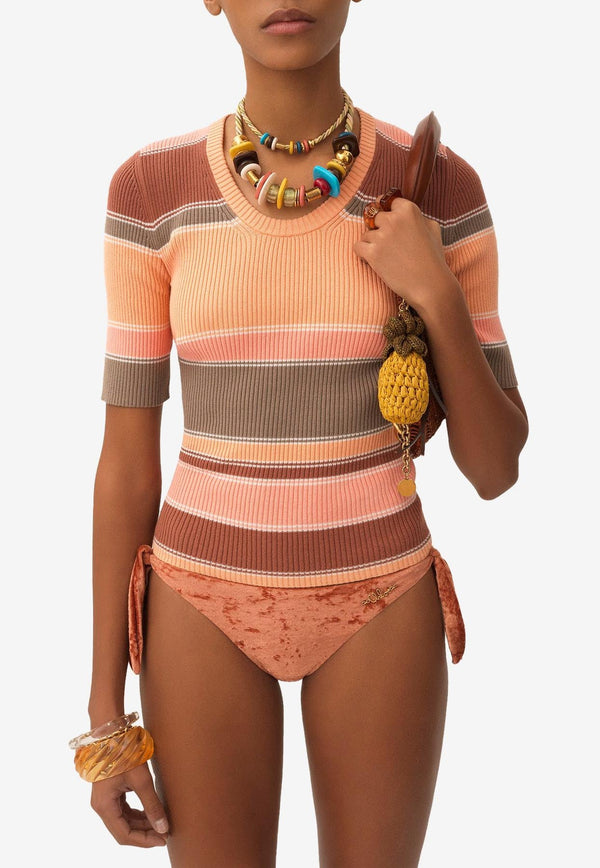 Chloé Striped Ribbed Knit Top Multicolor CH25AMP386608ZA
