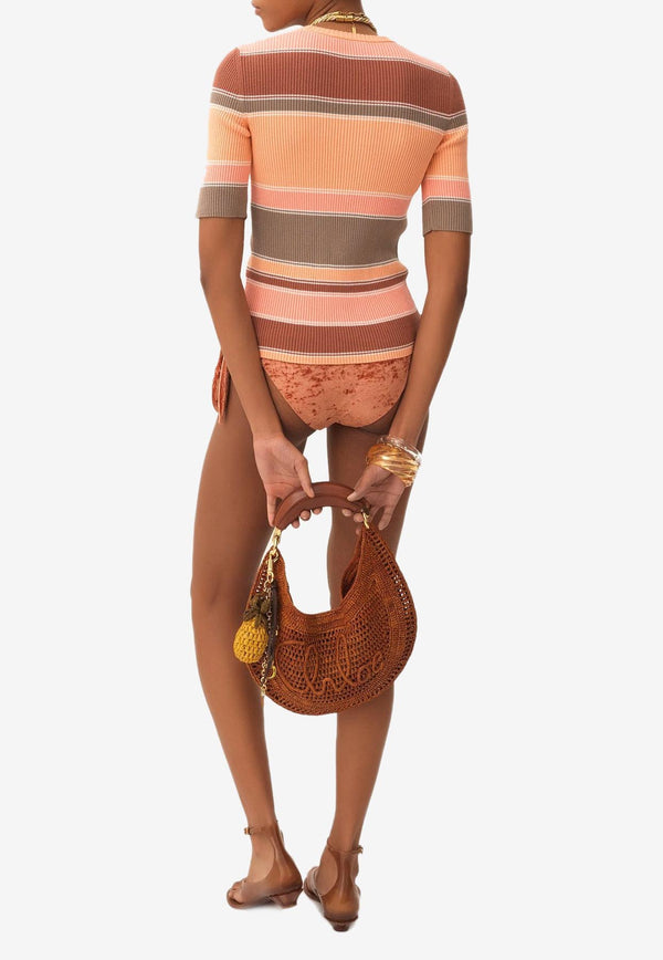 Chloé Striped Ribbed Knit Top Multicolor CH25AMP386608ZA