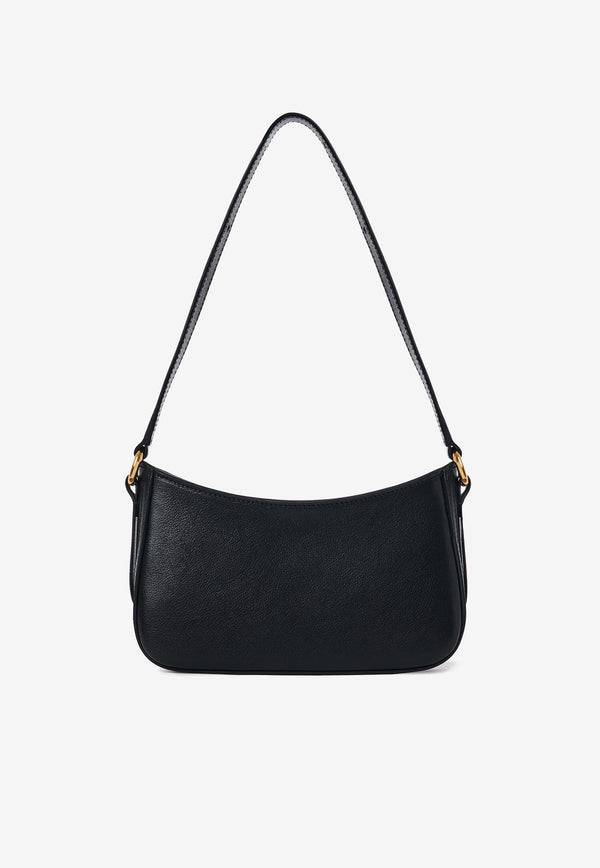 Chloé Horse Medal Grained Leather Shoulder Bag Black CH25AP989O37001