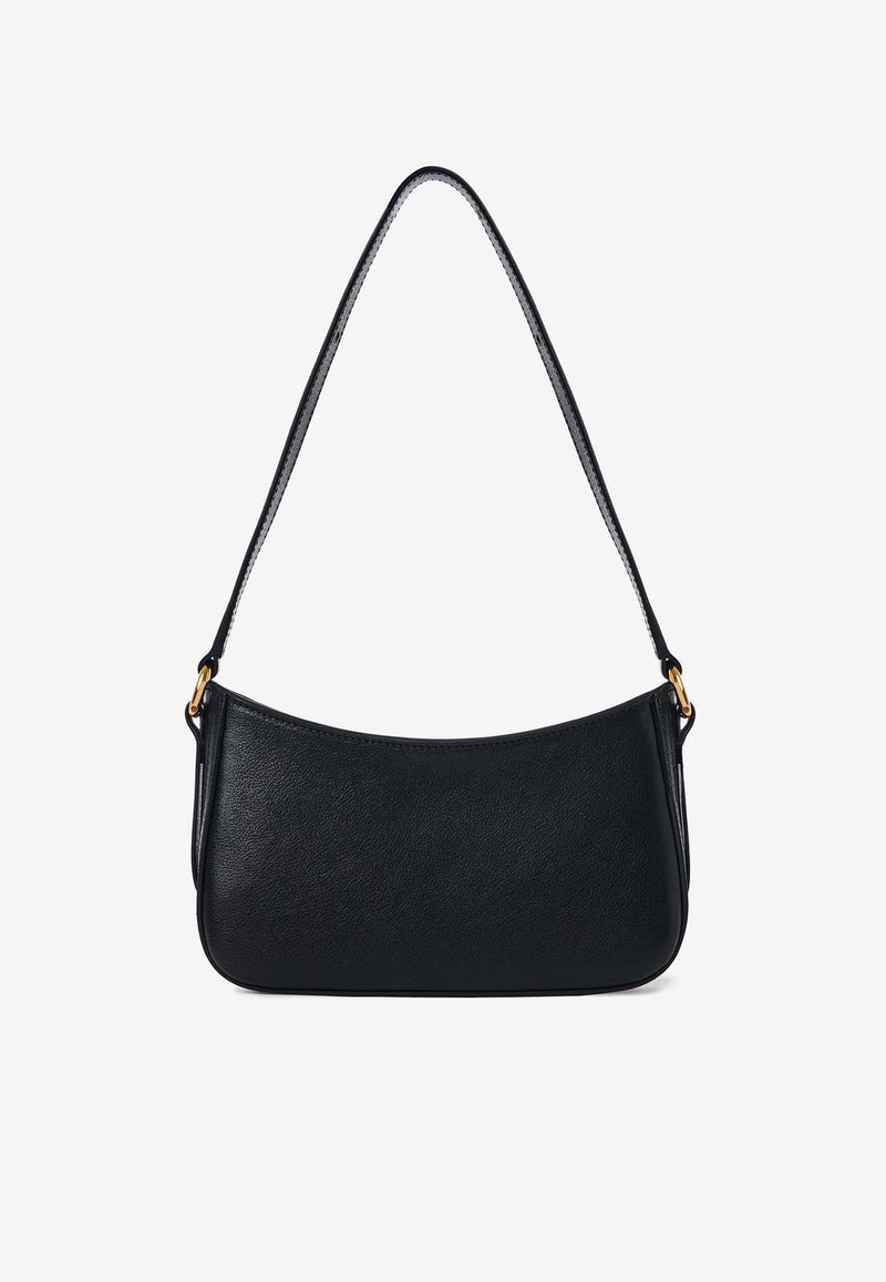 Chloé Horse Medal Grained Leather Shoulder Bag Black CH25AP989O37001