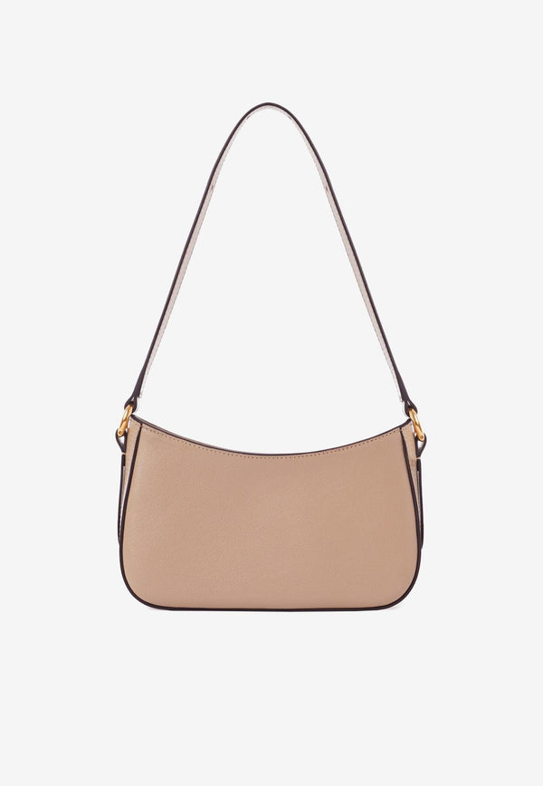 Chloé Horse Medal Grained Leather Shoulder Bag Brown CH25AP989O3720E