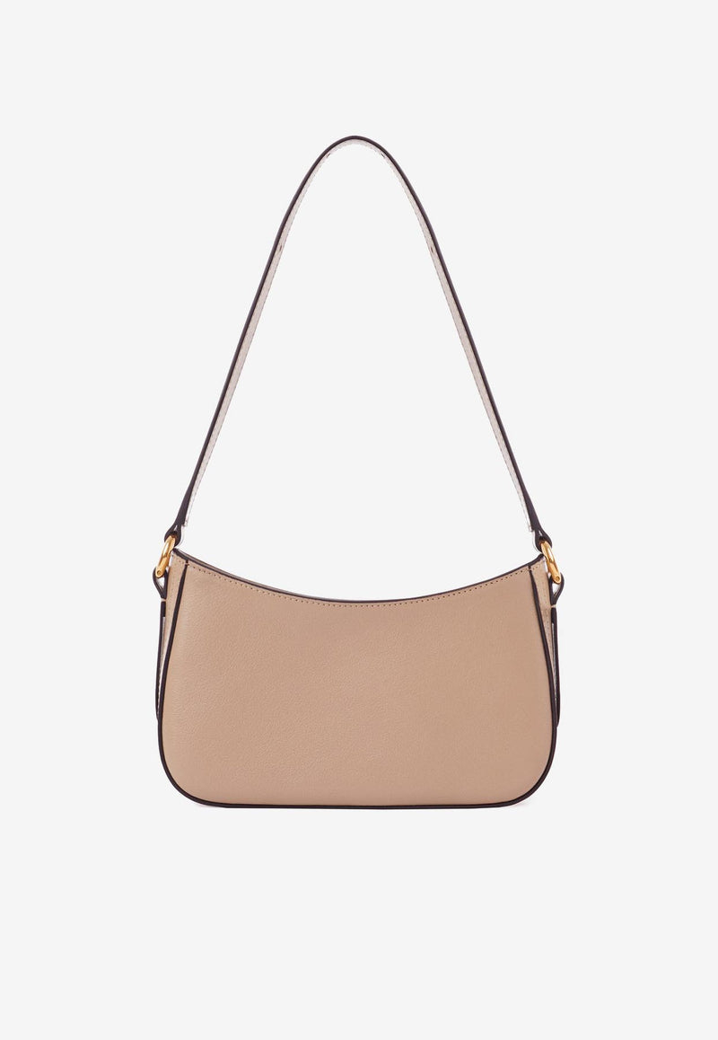 Chloé Horse Medal Grained Leather Shoulder Bag Brown CH25AP989O3720E
