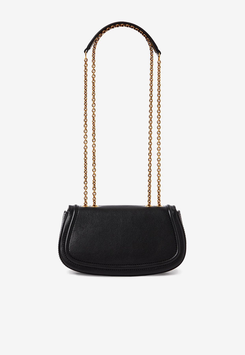 Chloé Horse Medal Grained Leather Crossbody Bag Black CH25AP990O37001