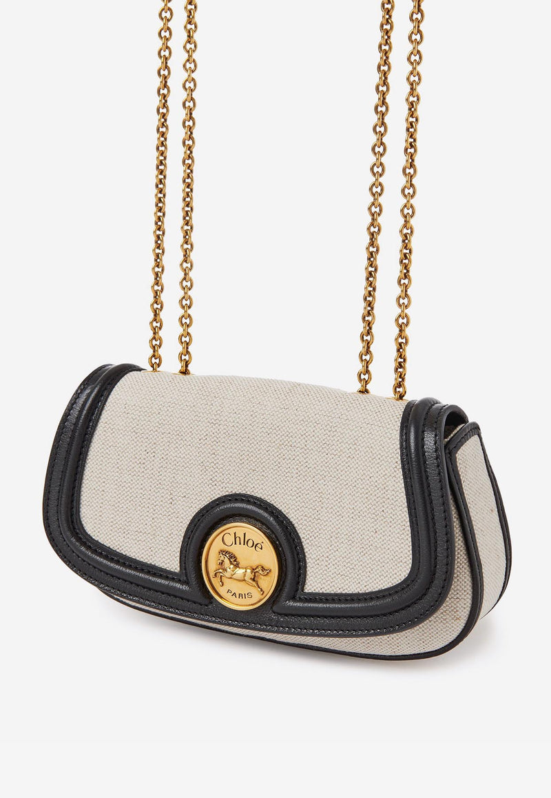 Chloé Horse Medal Canvas Crossbody Bag Black CH25AP990P87001
