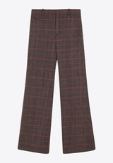 Chloé Flared Checked Wool Pants Brown CH25APA06097/R_CHLOE-93C