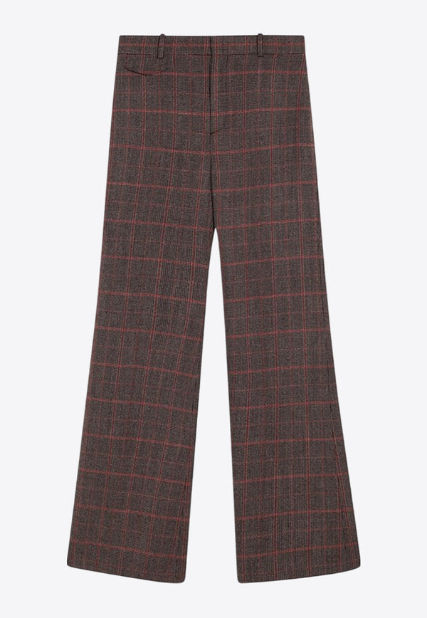 Chloé Flared Checked Wool Pants Brown CH25APA06097/R_CHLOE-93C