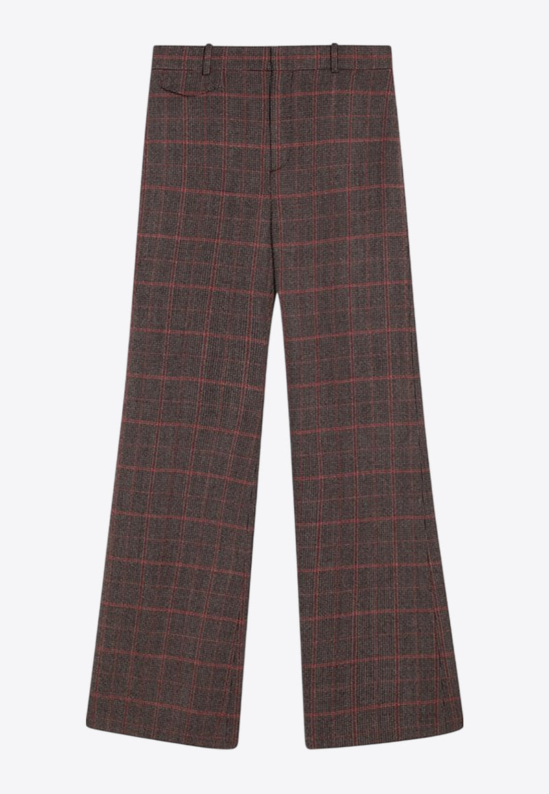 Chloé Flared Checked Wool Pants Brown CH25APA06097/R_CHLOE-93C