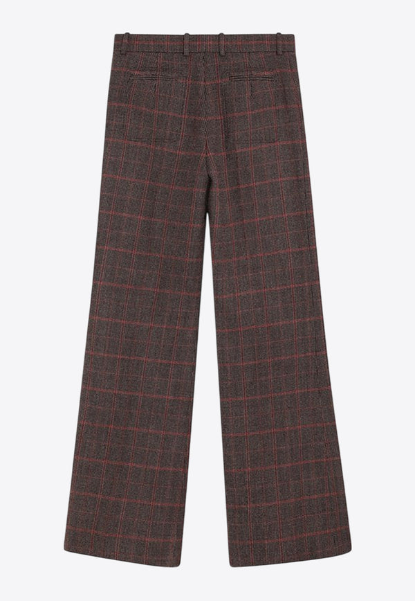 Chloé Flared Checked Wool Pants Brown CH25APA06097/R_CHLOE-93C