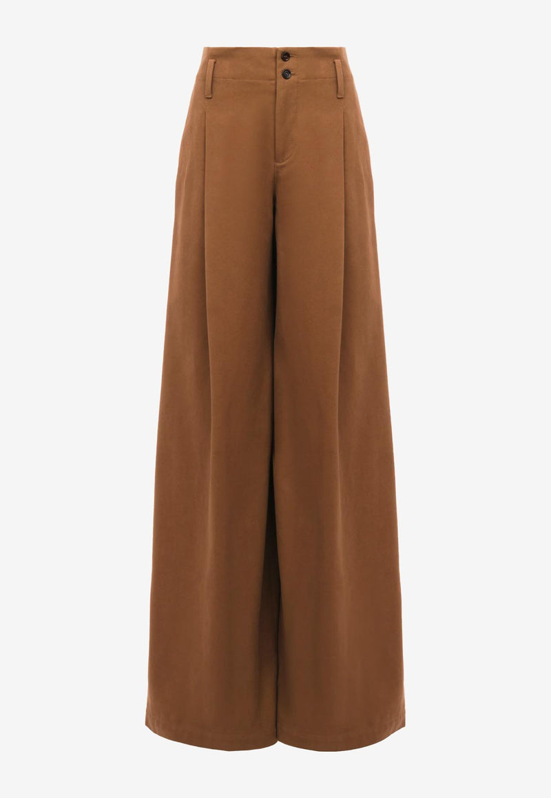 Chloé Wide-Leg Canvas Pants Brown CH25APA11365208
