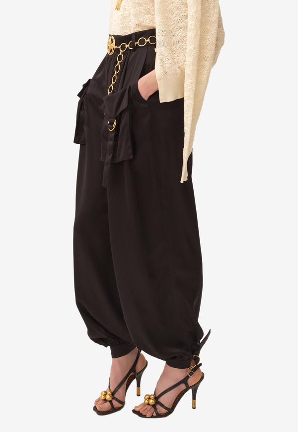Chloé Silk Fluid Cargo Pants Black CH25APA19132001