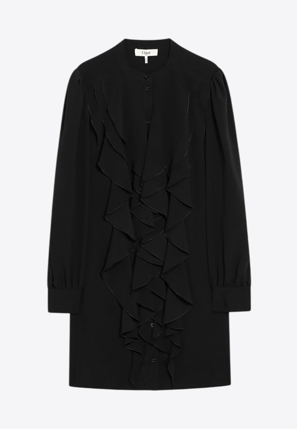Chloé Ruffled Silk Mini Dress Black CH25ARO11118/R_CHLOE-001