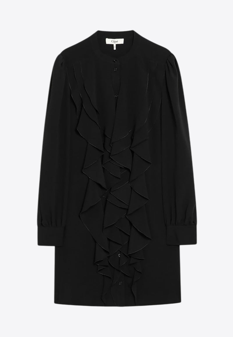 Chloé Ruffled Silk Mini Dress Black CH25ARO11118/R_CHLOE-001