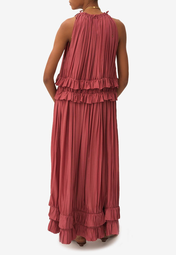 Chloé Gathered Sleeveless Maxi Dress Mauve CH25ARO340446AQ