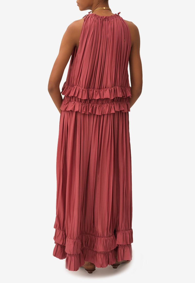 Chloé Gathered Sleeveless Maxi Dress Mauve CH25ARO340446AQ