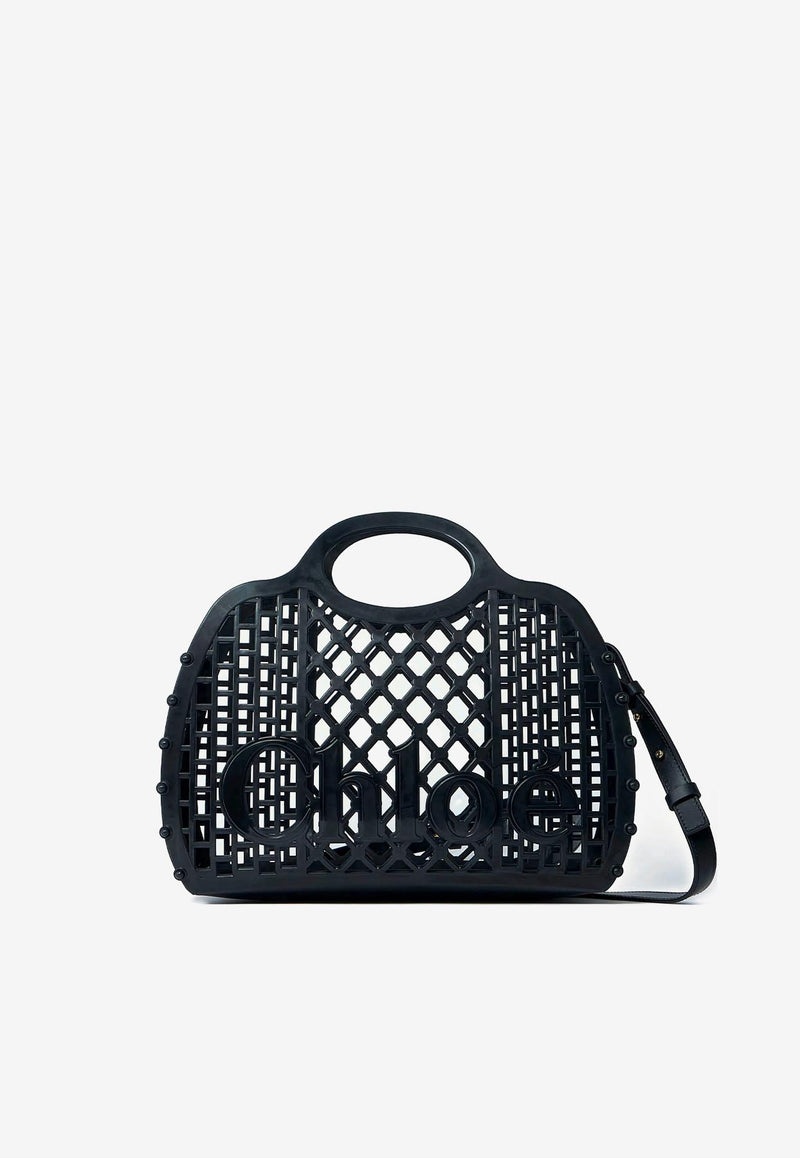 Chloé Logo Cage Tote Bag Black CH25AS517P55001