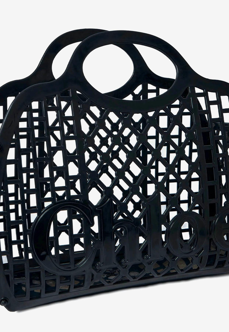 Chloé Logo Cage Tote Bag Black CH25AS517P55001