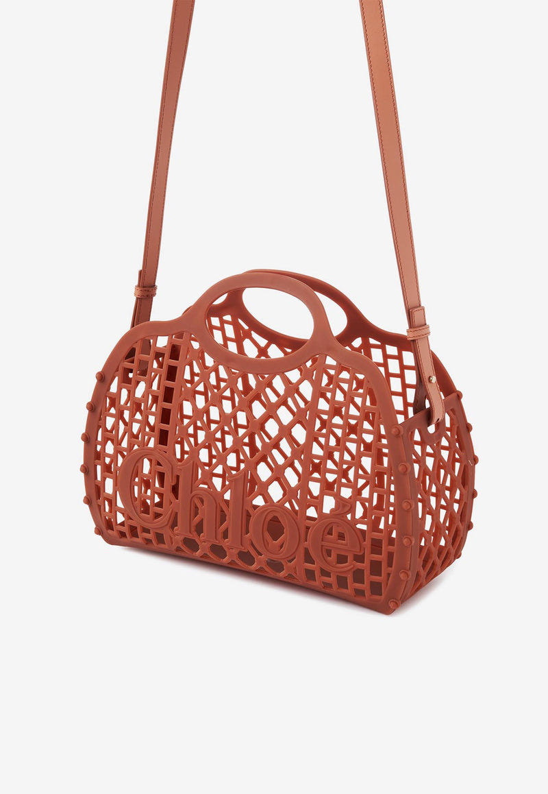 Chloé Logo Cage Tote Bag Brown CH25AS517P55847