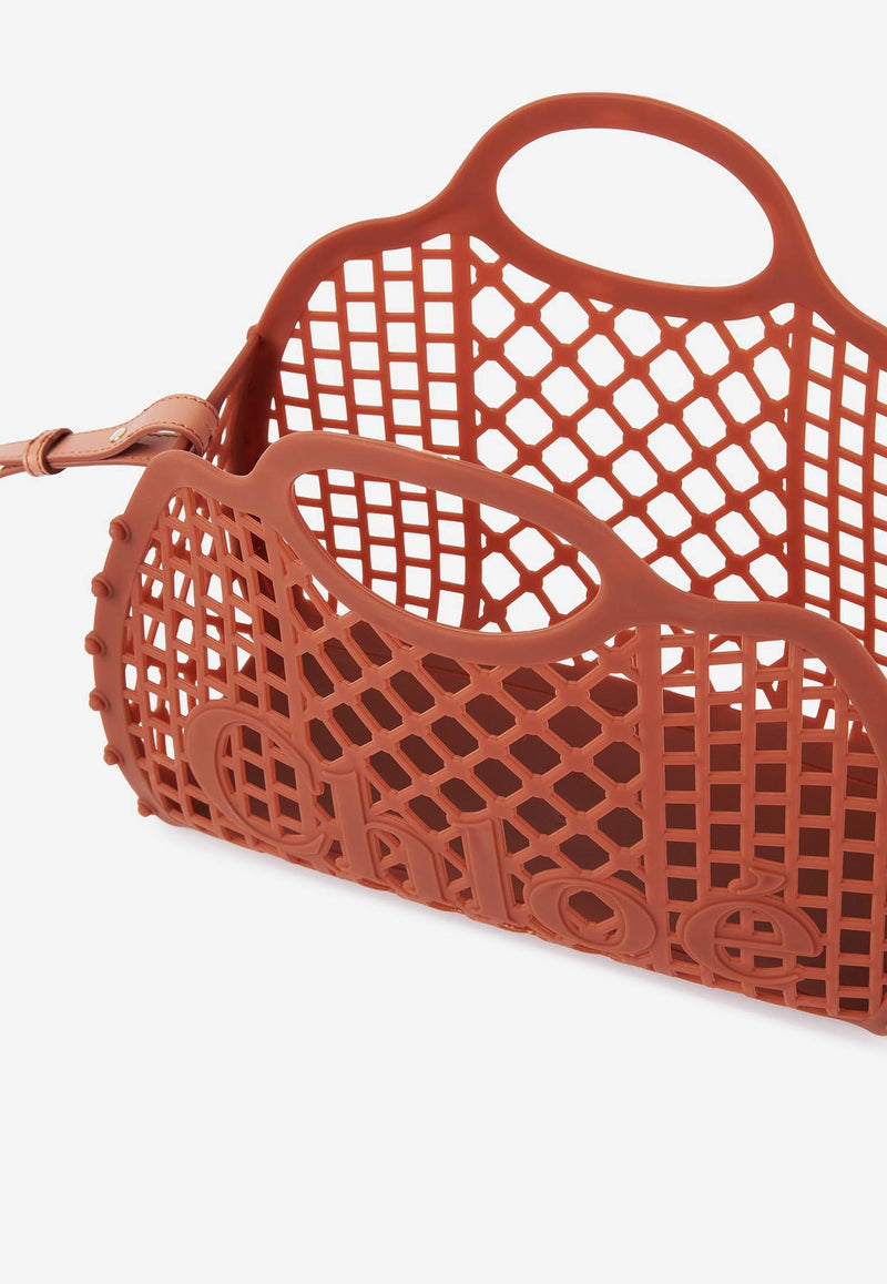 Chloé Logo Cage Tote Bag Brown CH25AS517P55847