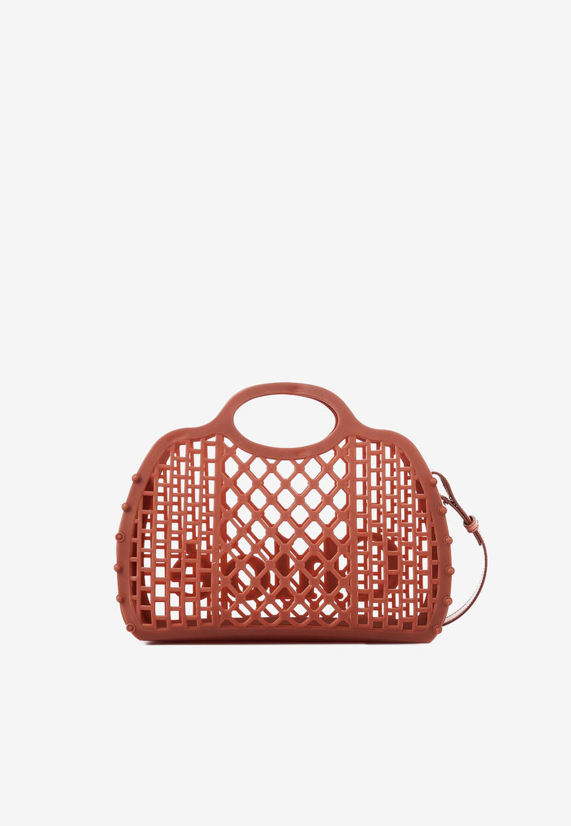 Chloé Logo Cage Tote Bag Brown CH25AS517P55847