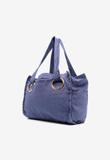 Chloé Plage Maxi Logo Tote Bag Blue CH25AS546P1048B