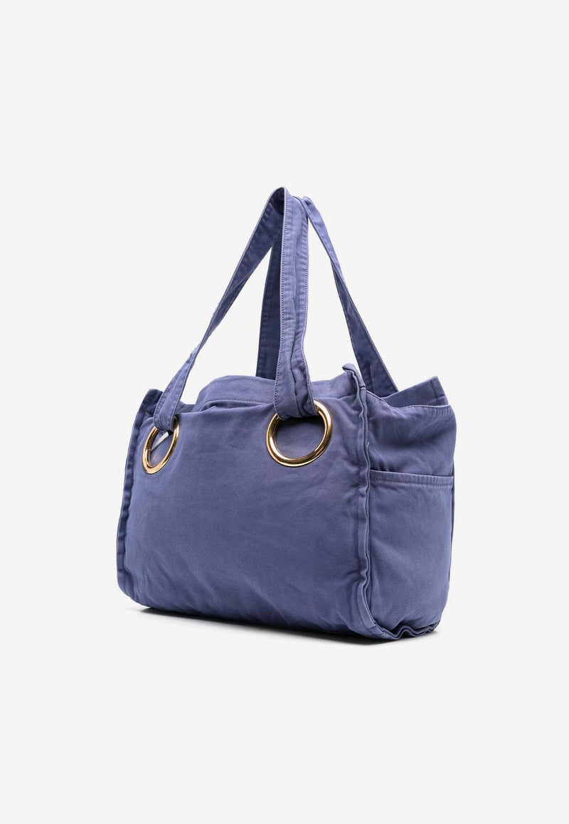 Chloé Plage Maxi Logo Tote Bag Blue CH25AS546P1048B