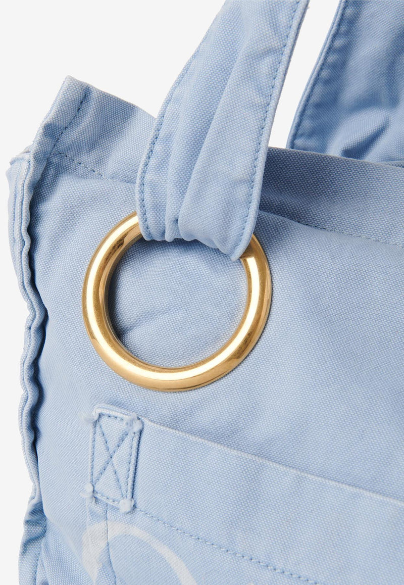 Chloé Plage Maxi Logo Tote Bag Light Blue CH25AS546P104E0