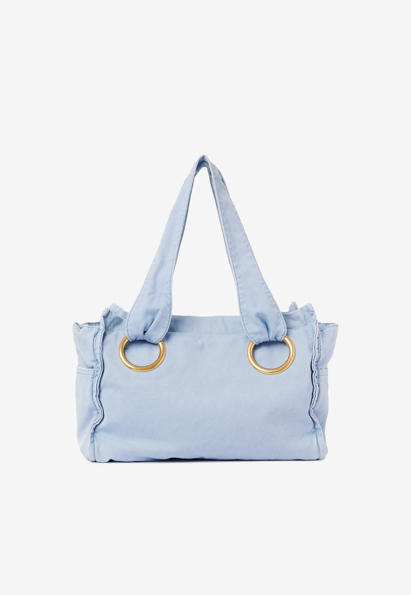 Chloé Plage Maxi Logo Tote Bag Light Blue CH25AS546P104E0