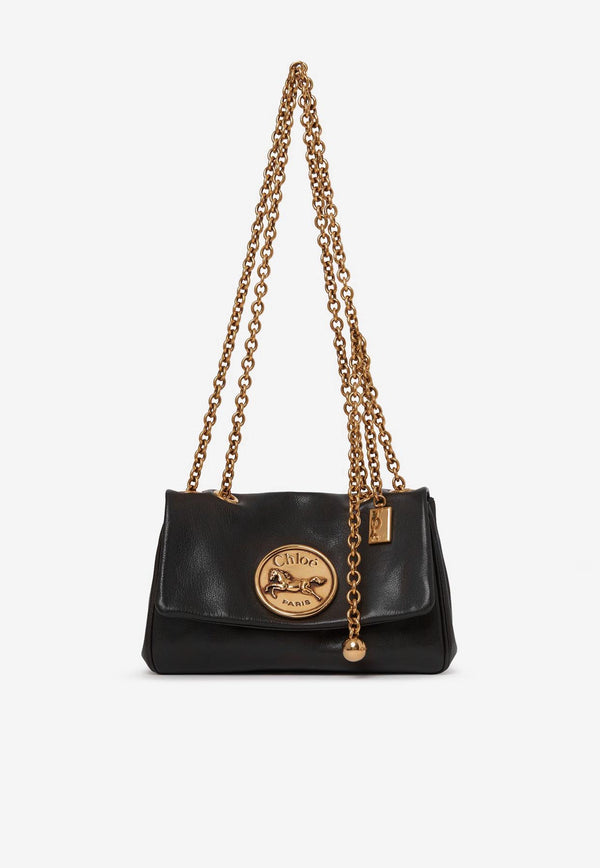 Chloé Small Heritage Grained Leather Shoulder Bag Black CH25AS585P75001