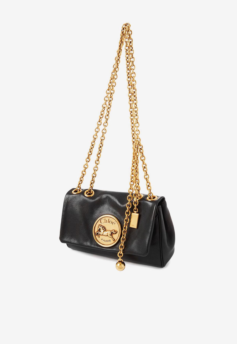 Chloé Small Heritage Grained Leather Shoulder Bag Black CH25AS585P75001