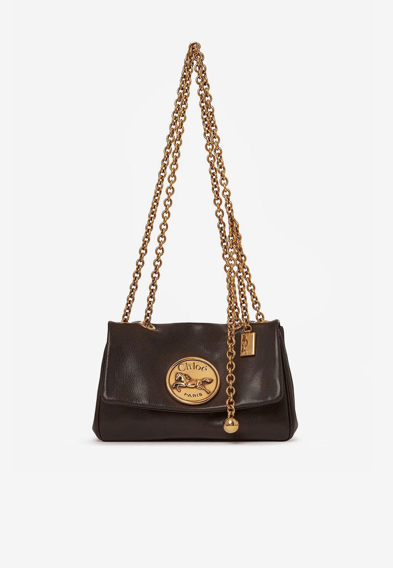 Chloé Small Heritage Grained Leather Shoulder Bag Brown CH25AS585P7524W