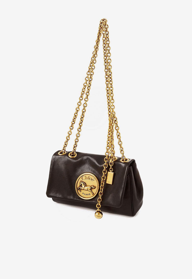 Chloé Small Heritage Grained Leather Shoulder Bag Brown CH25AS585P7524W