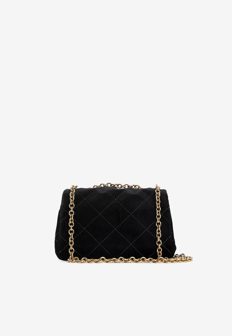 Chloé Small Heritage Velvet Shoulder Bag Black CH25AS585P90001