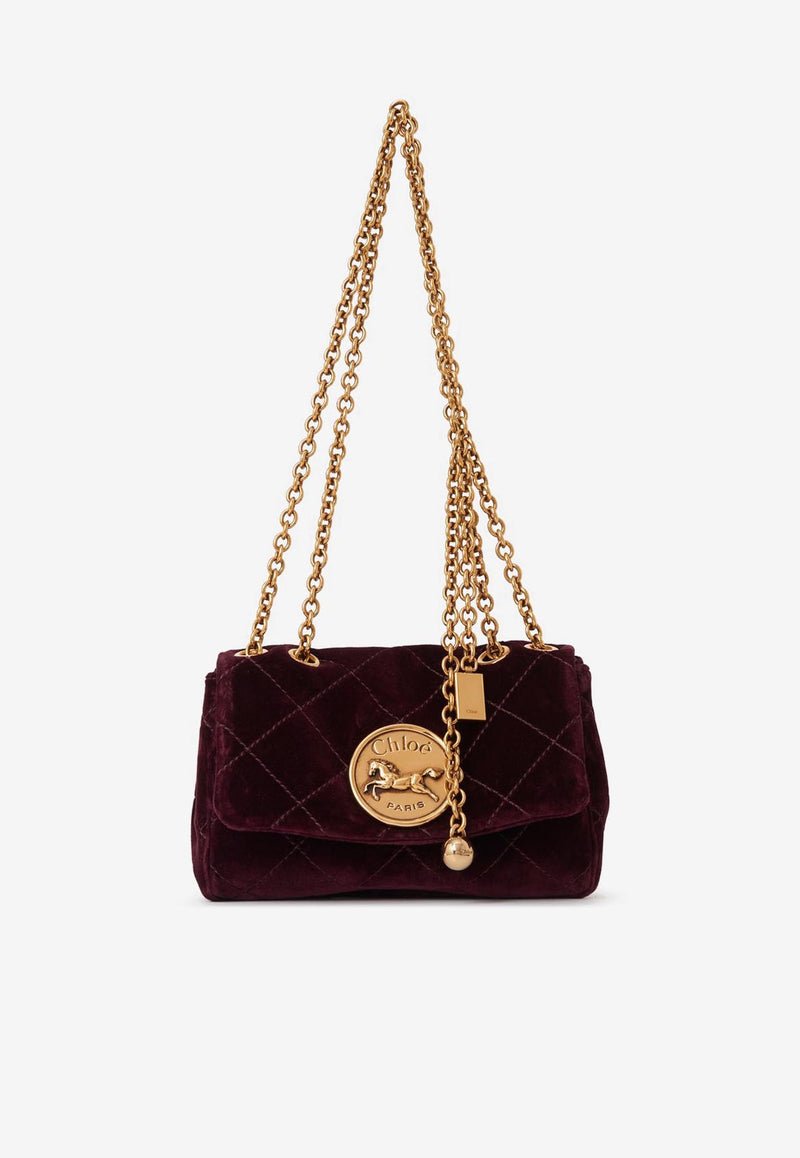 Chloé Small Heritage Velvet Shoulder Bag Brown CH25AS585P9027M