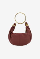 Chloé Small Bracelet Leather Hobo Bag Burgundy CH25AS611O376AW
