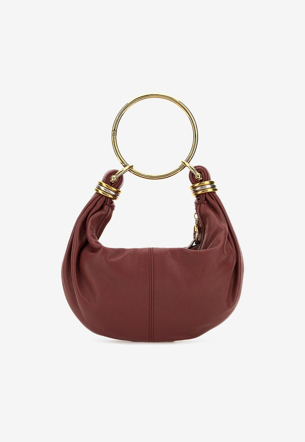 Chloé Small Bracelet Leather Hobo Bag Burgundy CH25AS611O376AW