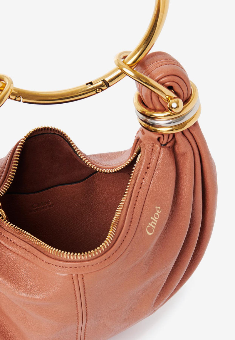 Chloé Mini Bracelet Grained Leather Hobo Bag Coral CH25AS623O37847