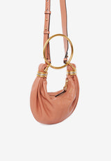 Chloé Mini Bracelet Grained Leather Hobo Bag Coral CH25AS623O37847