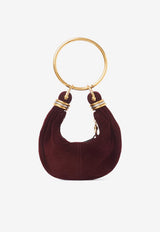 Chloé Mini Bracelet Hobo Bag in Suede and Snakeskin Leather Brown CH25AS623P9427M