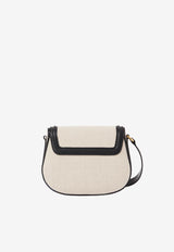 Chloé Horse Medal Canvas Saddle Bag Beige CH25AS790P92001