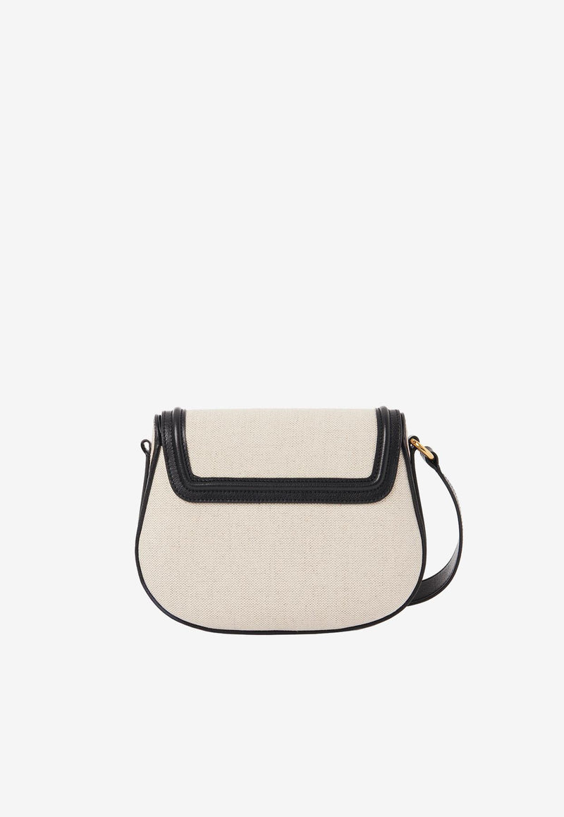 Chloé Horse Medal Canvas Saddle Bag Beige CH25AS790P92001