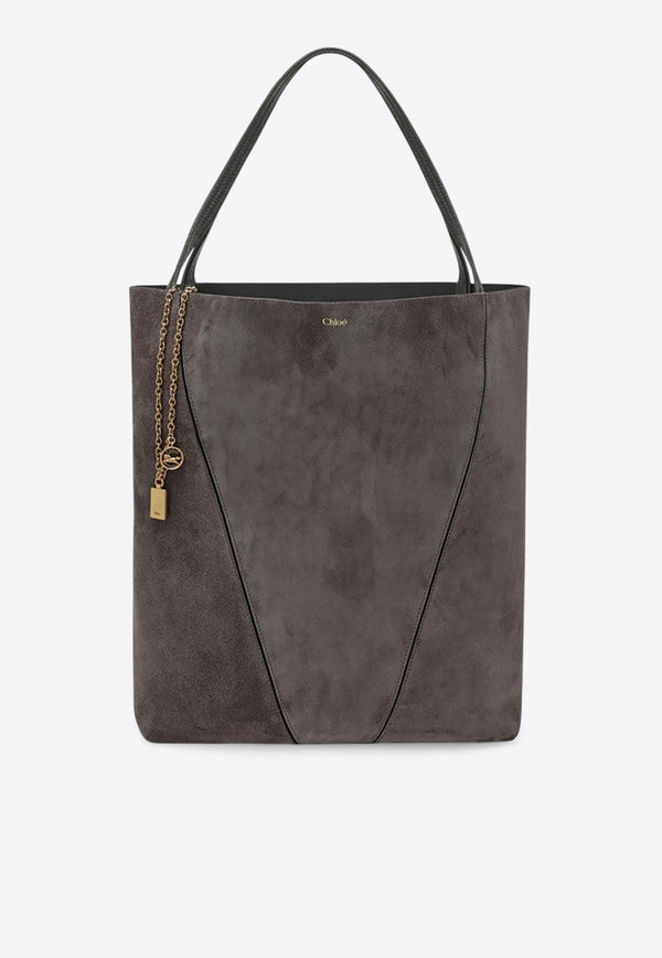 Chloé Large Spin Suede Tote Bag Gray CH25AS810P99/R_CHLOE-036