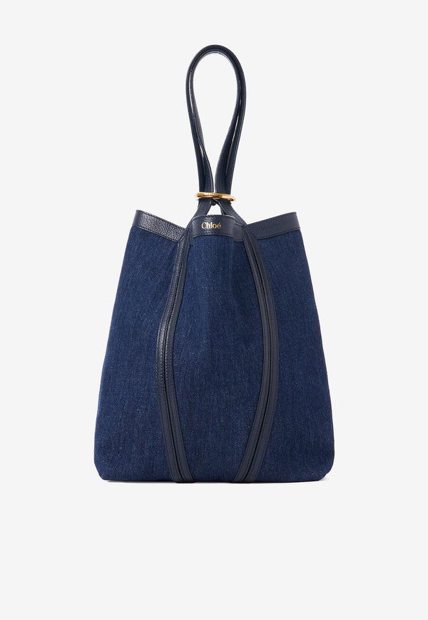 Chloé Spin Denim Tote Bag Blue CH25AS811P98408