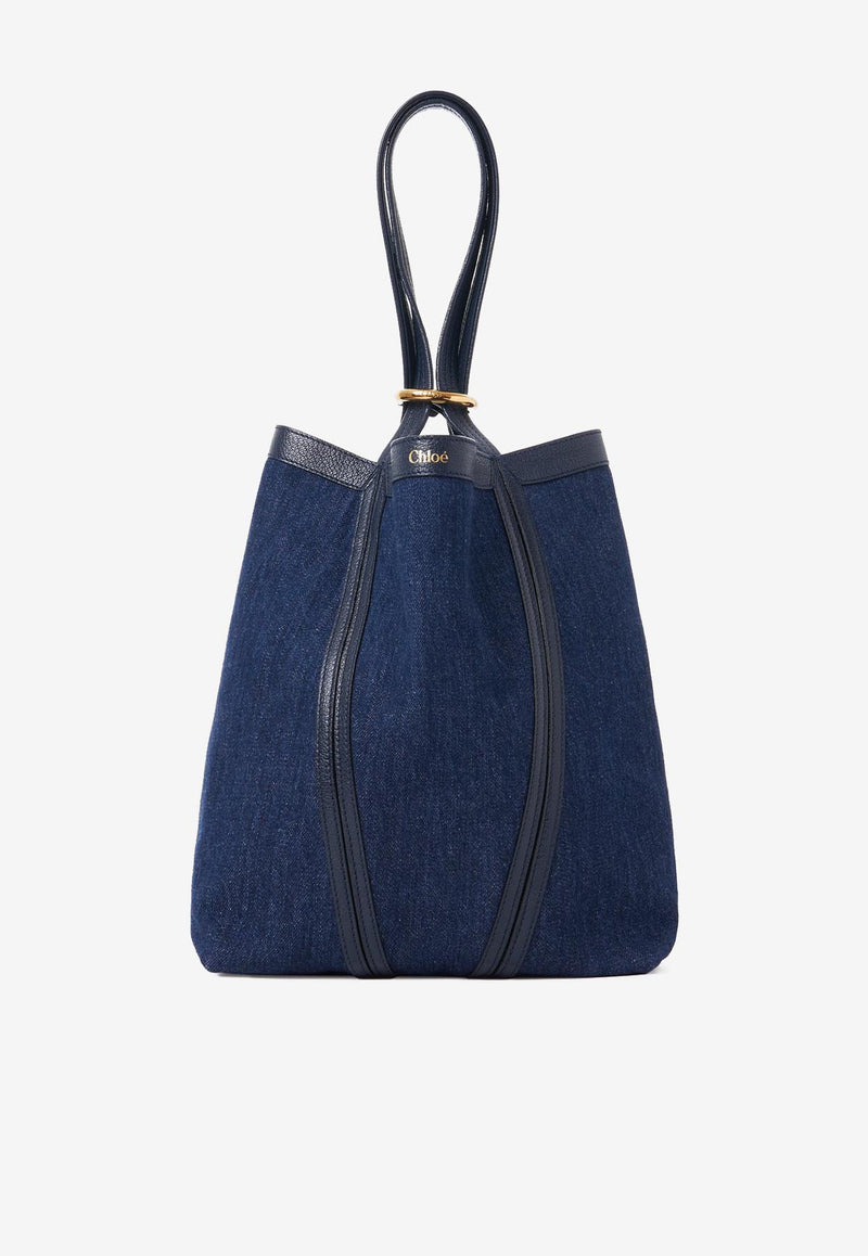 Chloé Spin Denim Tote Bag Blue CH25AS811P98408