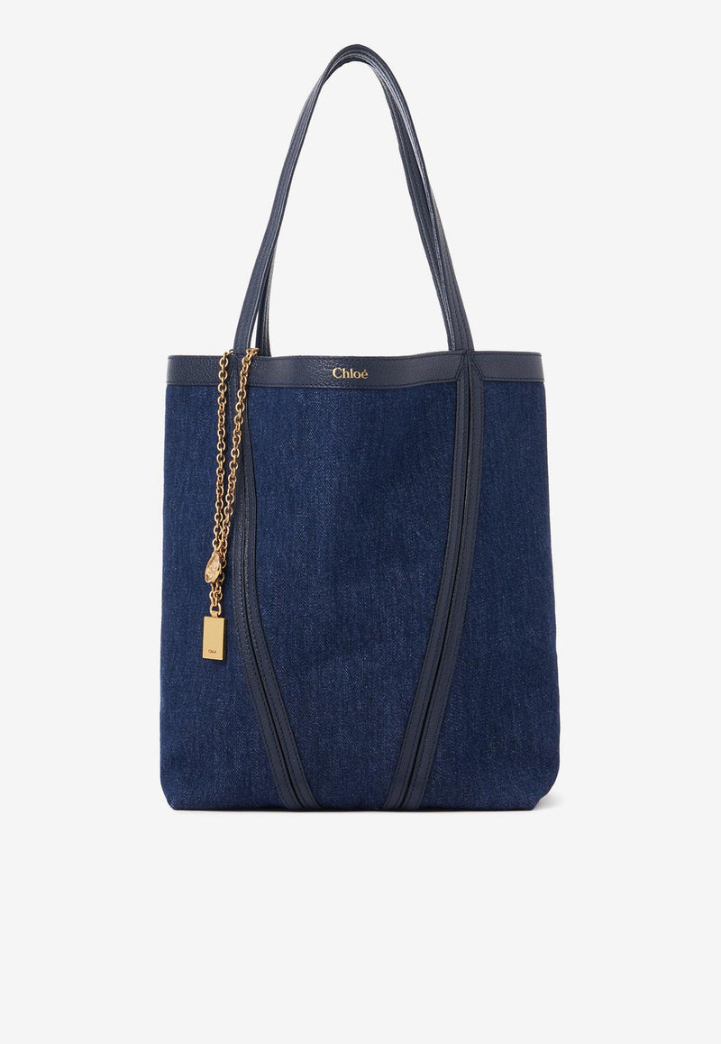 Chloé Spin Denim Tote Bag Blue CH25AS811P98408