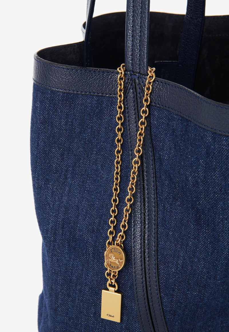 Chloé Spin Denim Tote Bag Blue CH25AS811P98408