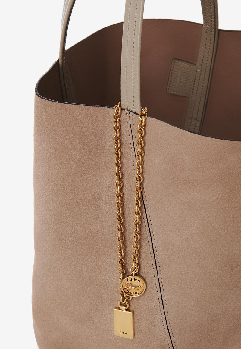Chloé Spin Suede Tote Bag Taupe CH25AS811P9923W