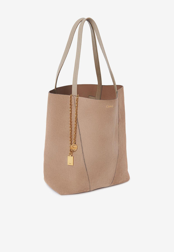 Chloé Spin Suede Tote Bag Taupe CH25AS811P9923W